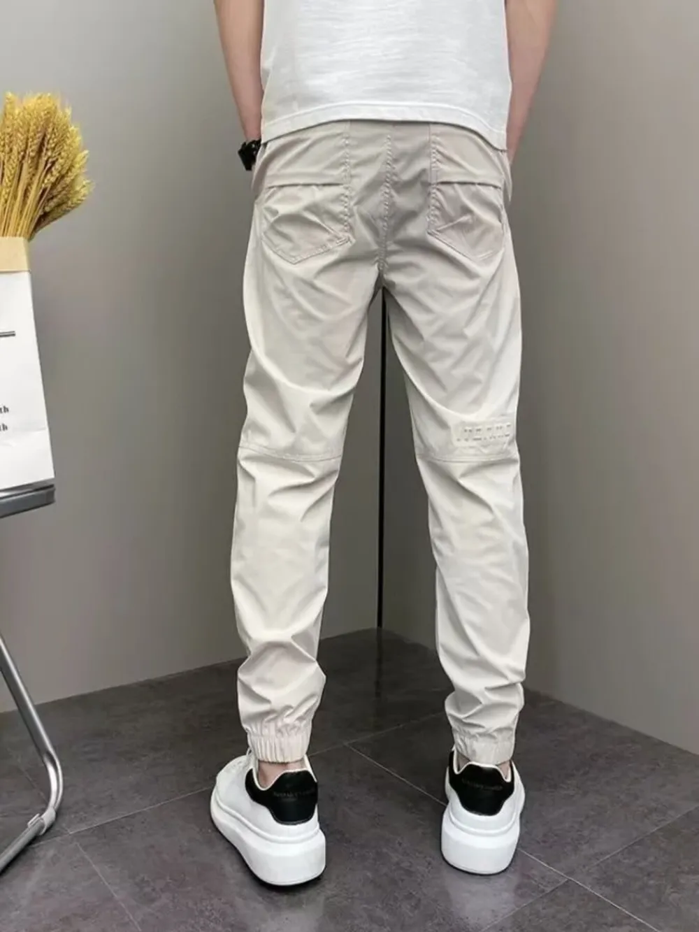 Men's Plus Size Casual Drawstring Ankle-Cuffed Pants, image 5