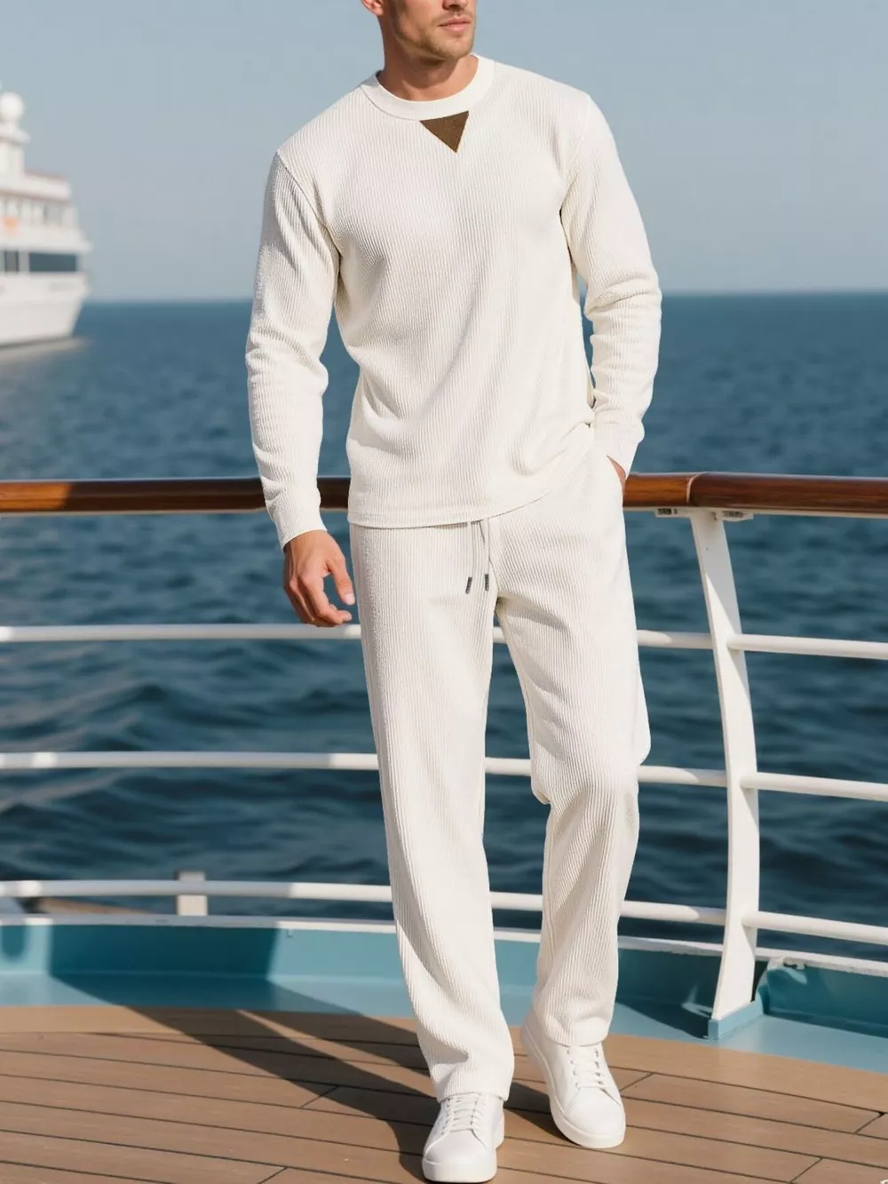 Men's Full Size Casual Crewneck Long Sleeve Sweatshirt and Jogger Set Plus Size, image 6