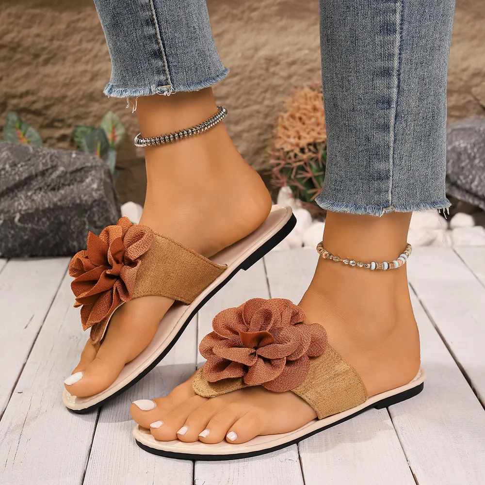 Flower Toe Post Flats Sandals, image 7