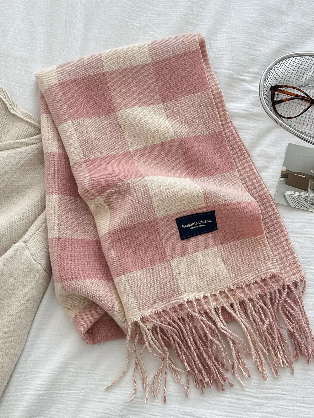 Plaid Tassel Winter Scarf, image 2
