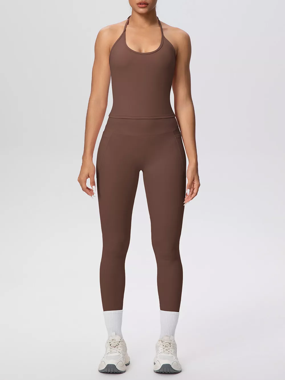 Halter Neck Cami and High-Waisted Leggings Active Set, image 16