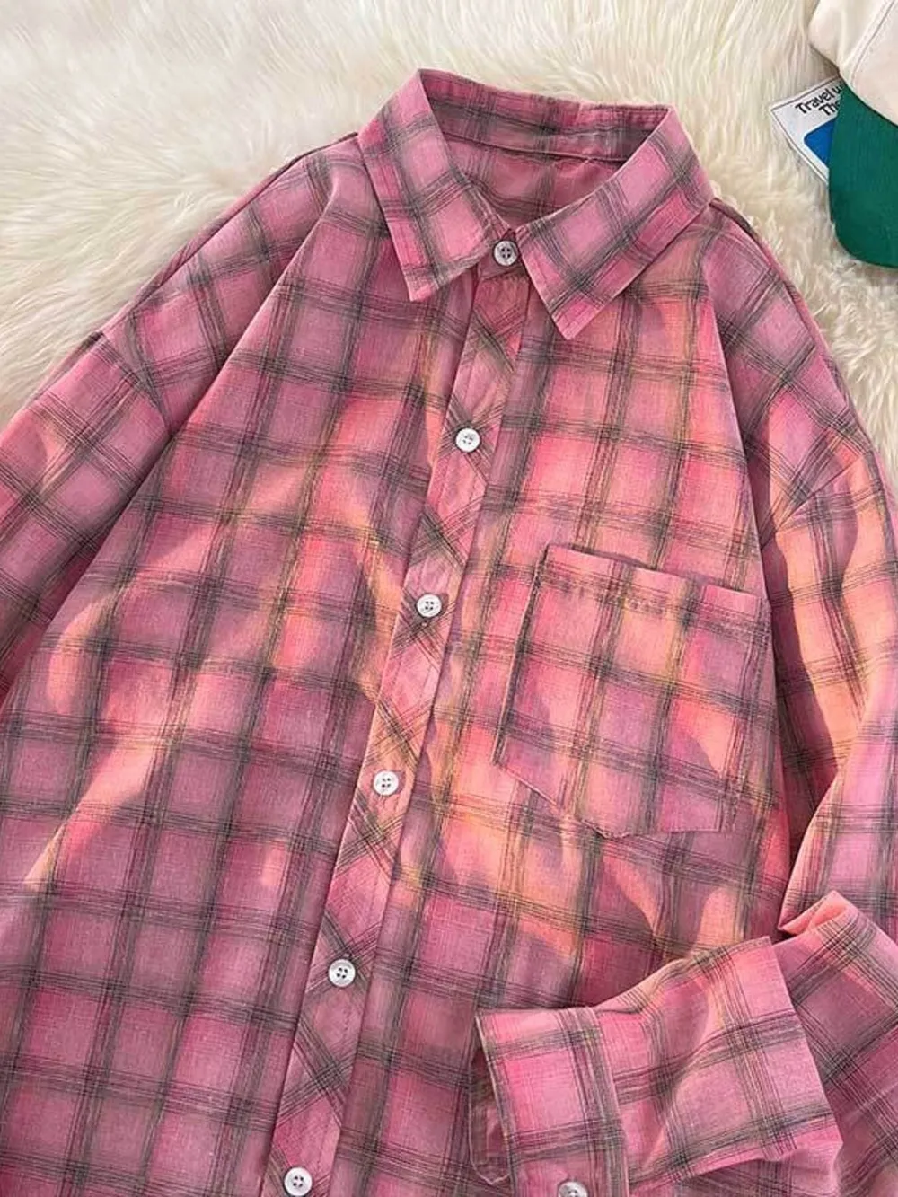 Men's Full Size Plaid Button Up Oversized Shirt Plus Size, image 3