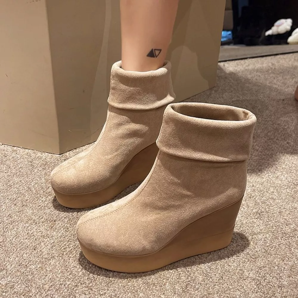 Round Toe Wedge Boots, image 10