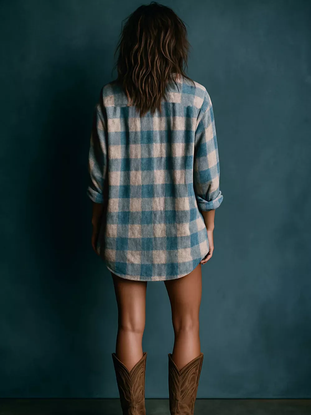 Full Size Oversized Plaid Button-Down Shirt Dress Plus Size, image 2