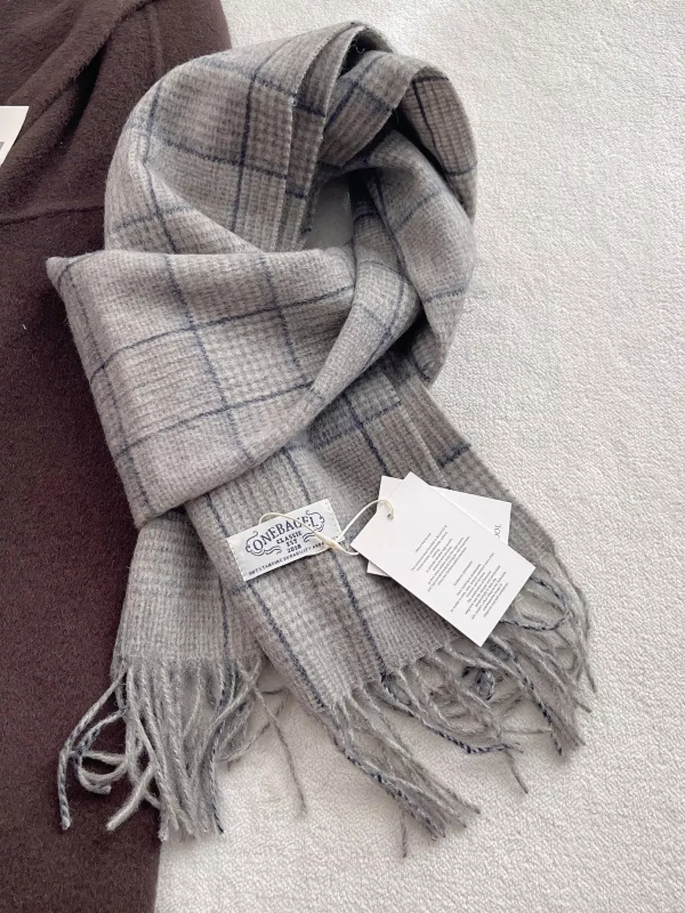 100% Wool Plaid Fringe Scarf, image 2