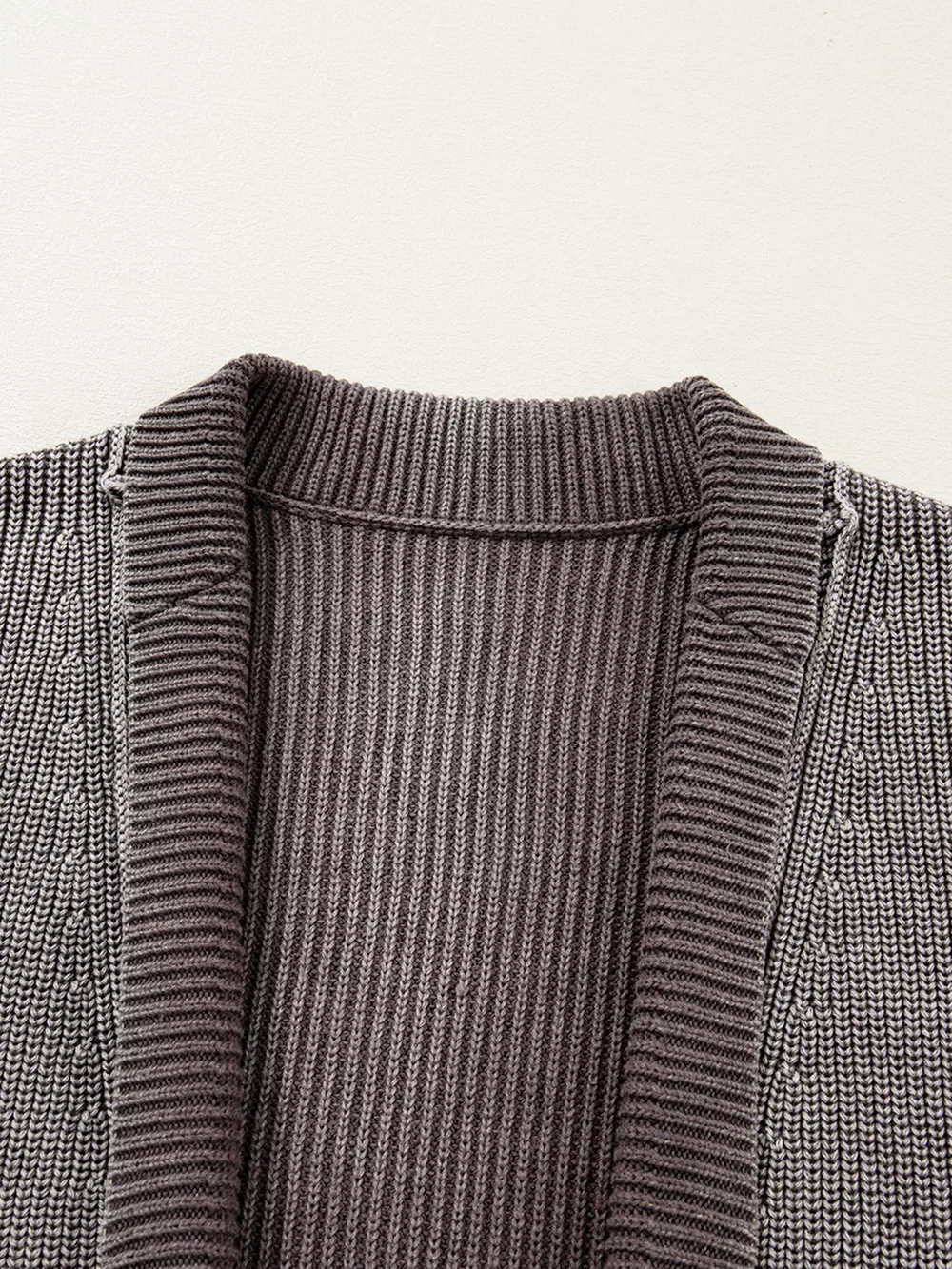 Mineral Wash Exposed Seam Patchwork Knit Open Sweater Cardigan, image 9