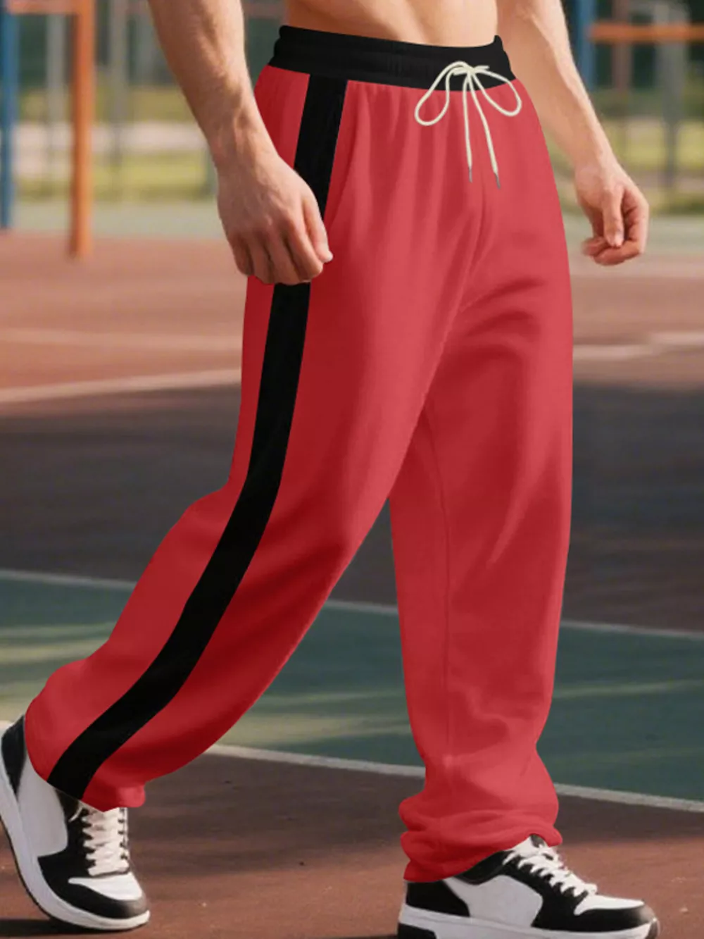 Men's Full Size Side Stripe Wide Leg Pants Plus Size, image 2