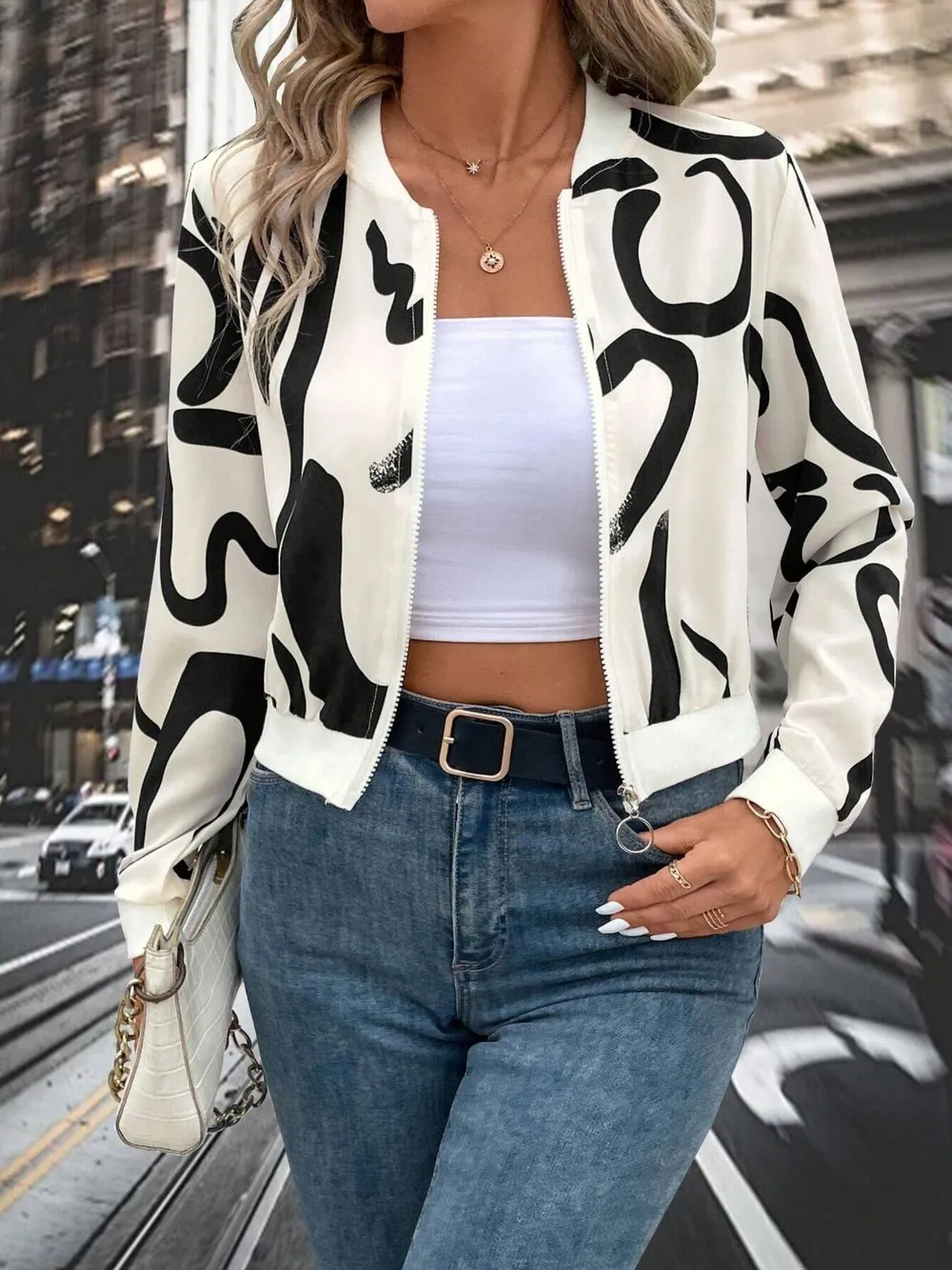 Number Print Zip Up Jacket, image 5