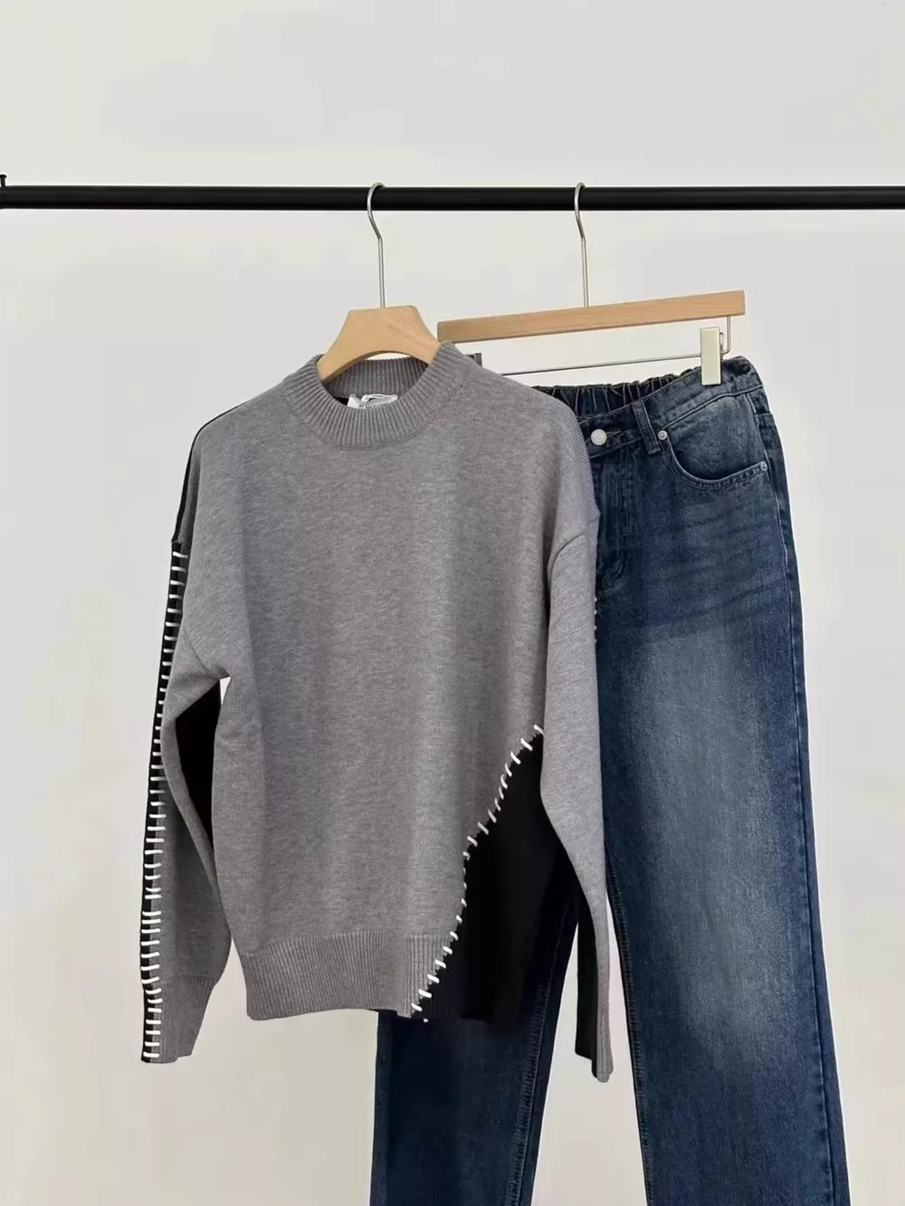 Men's Plus Size Two-Tone Mock Neck Sweater, image 6