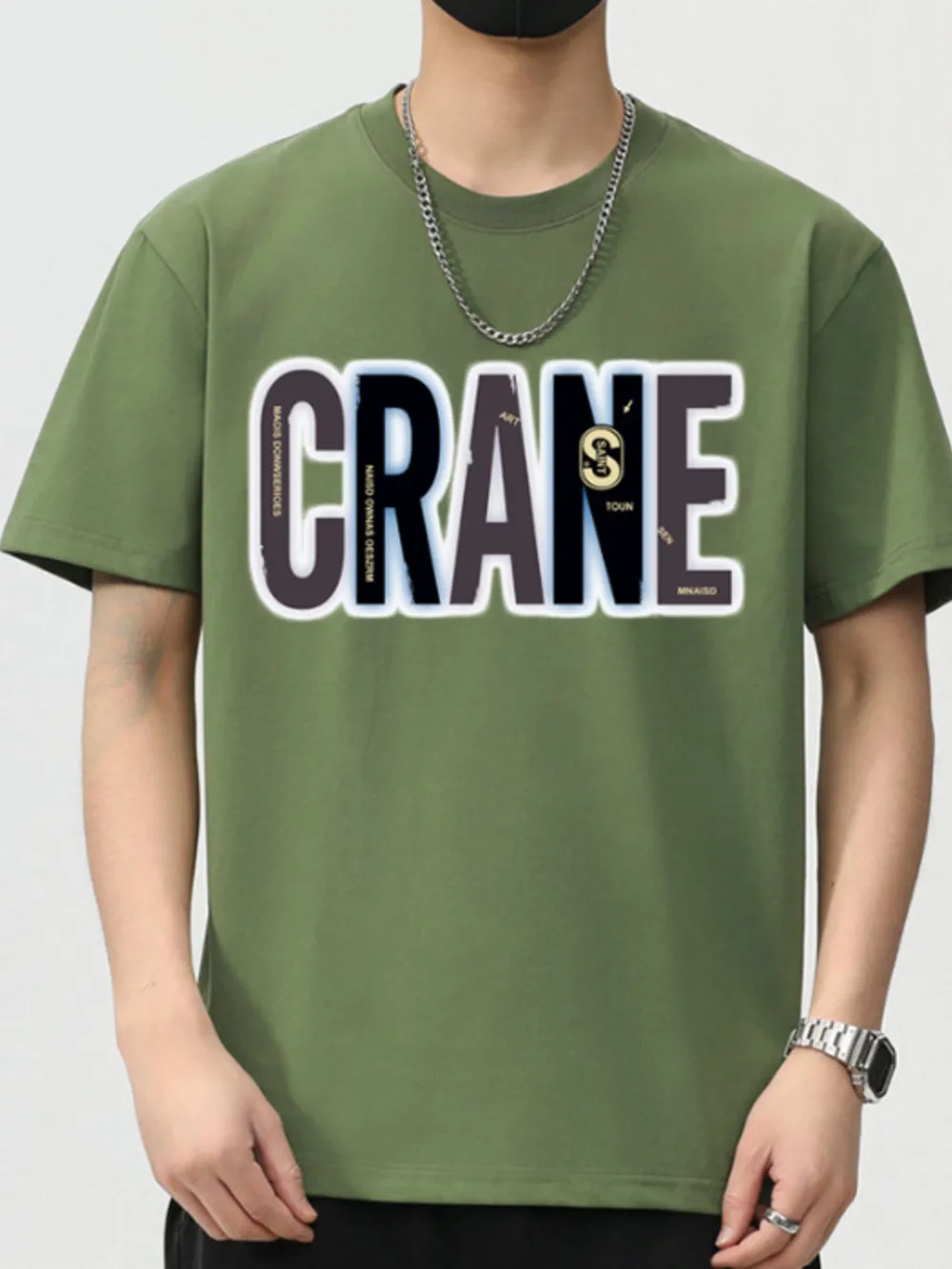 Men's Plus Size Letter Round Neck Short Sleeve T-Shirt, image 6
