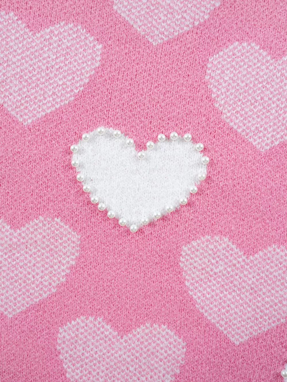 Pearled Heart Print Valentines Crew Neck Sweater, image 8