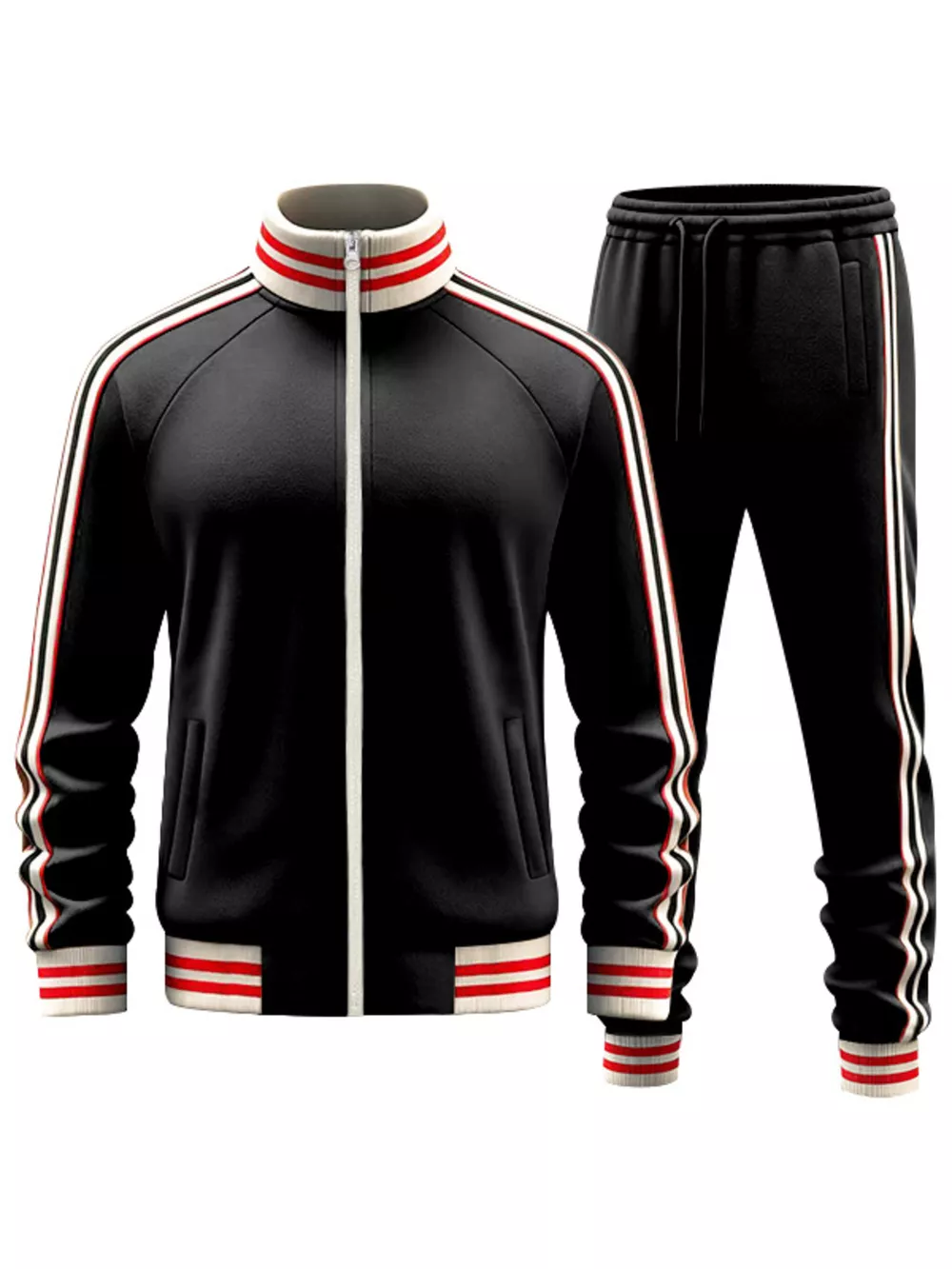 Men's Full Size Striped Zip Up Outerwear and Pants Plus Size, image 4