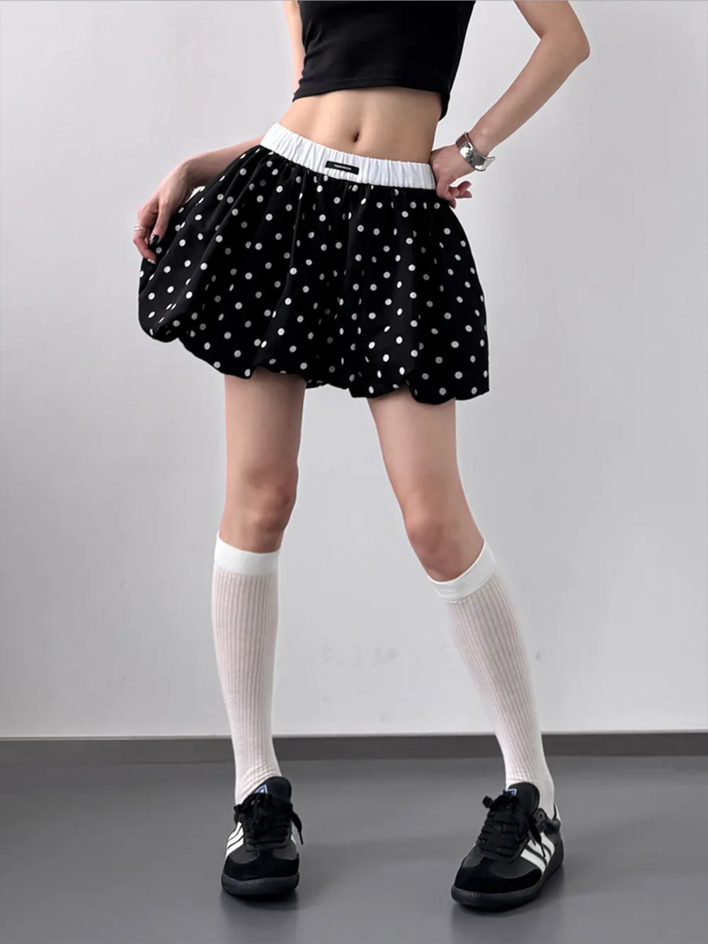 Polka Dot Bubble Shorts with Elastic Waistband, image 3