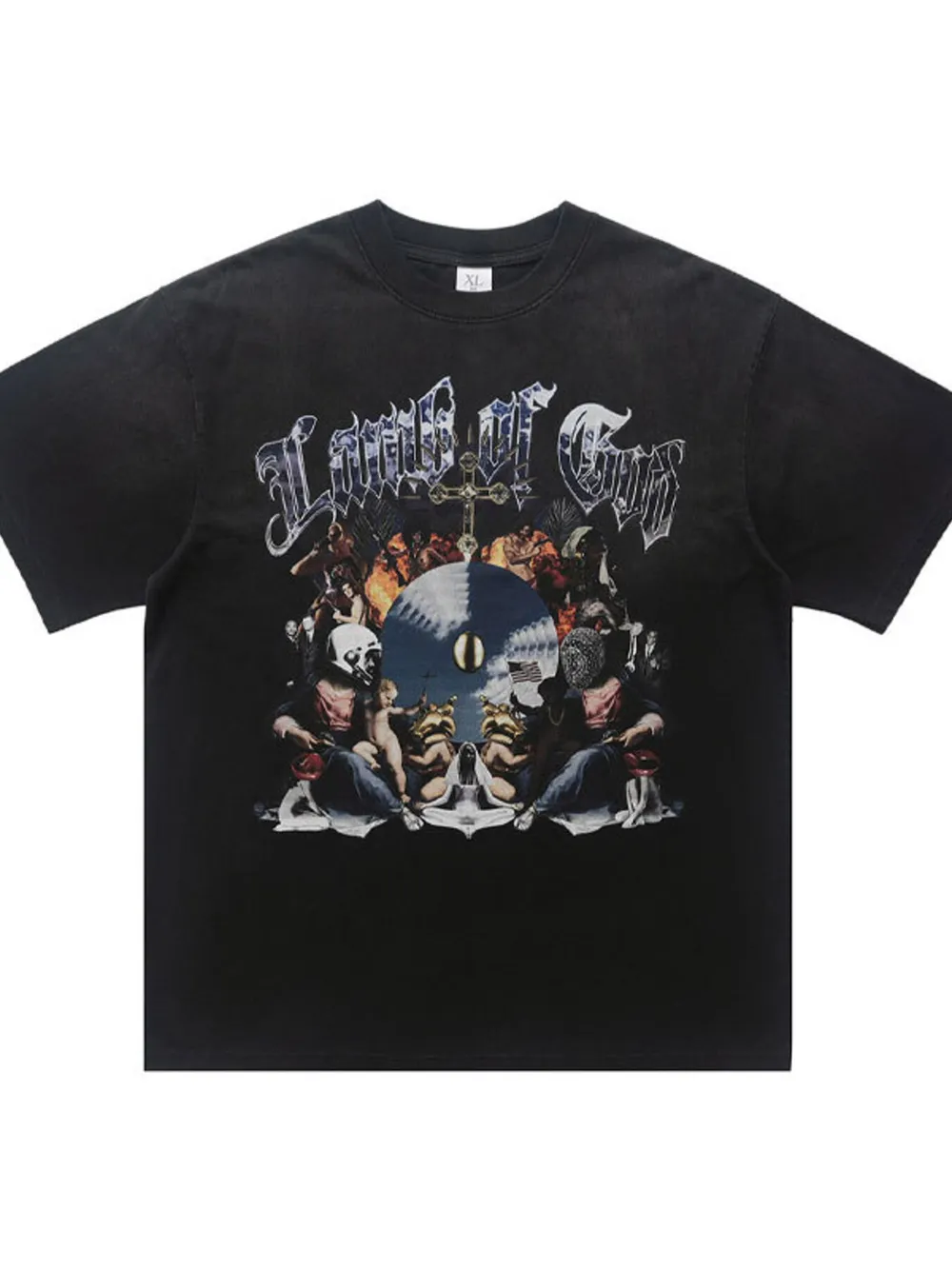 Men's Vintage Graphic Round Neck Oversized T-Shirt, image 3