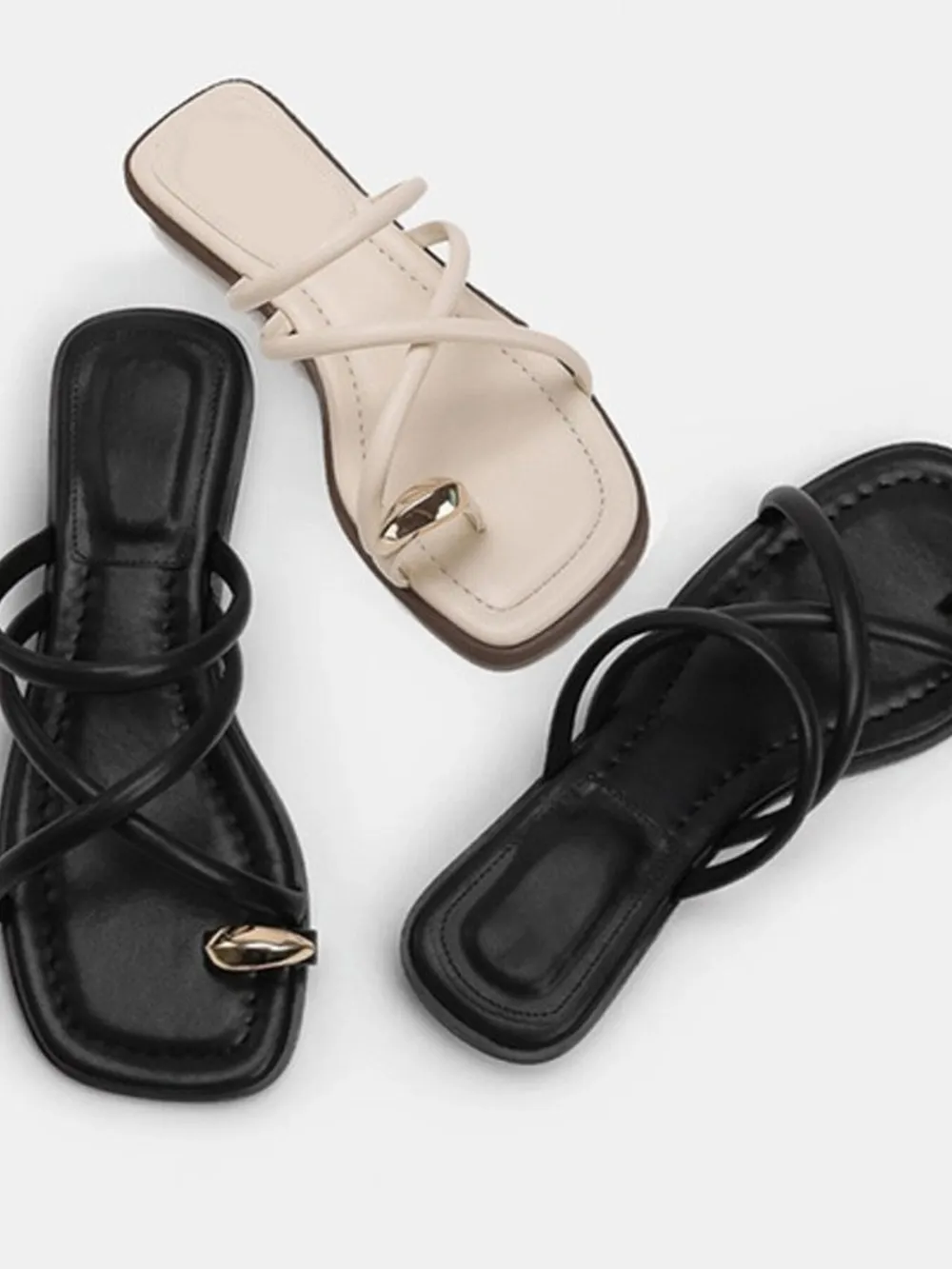 Crisscross Strap Flat Sandals, image 2