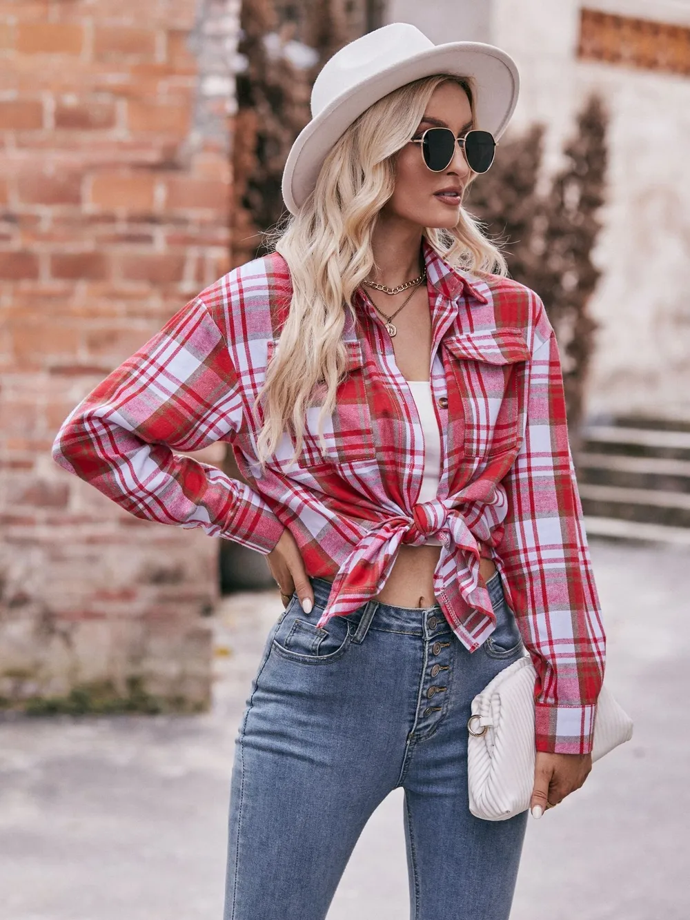 Plaid Button-Down Long Sleeve Shirt, image 4