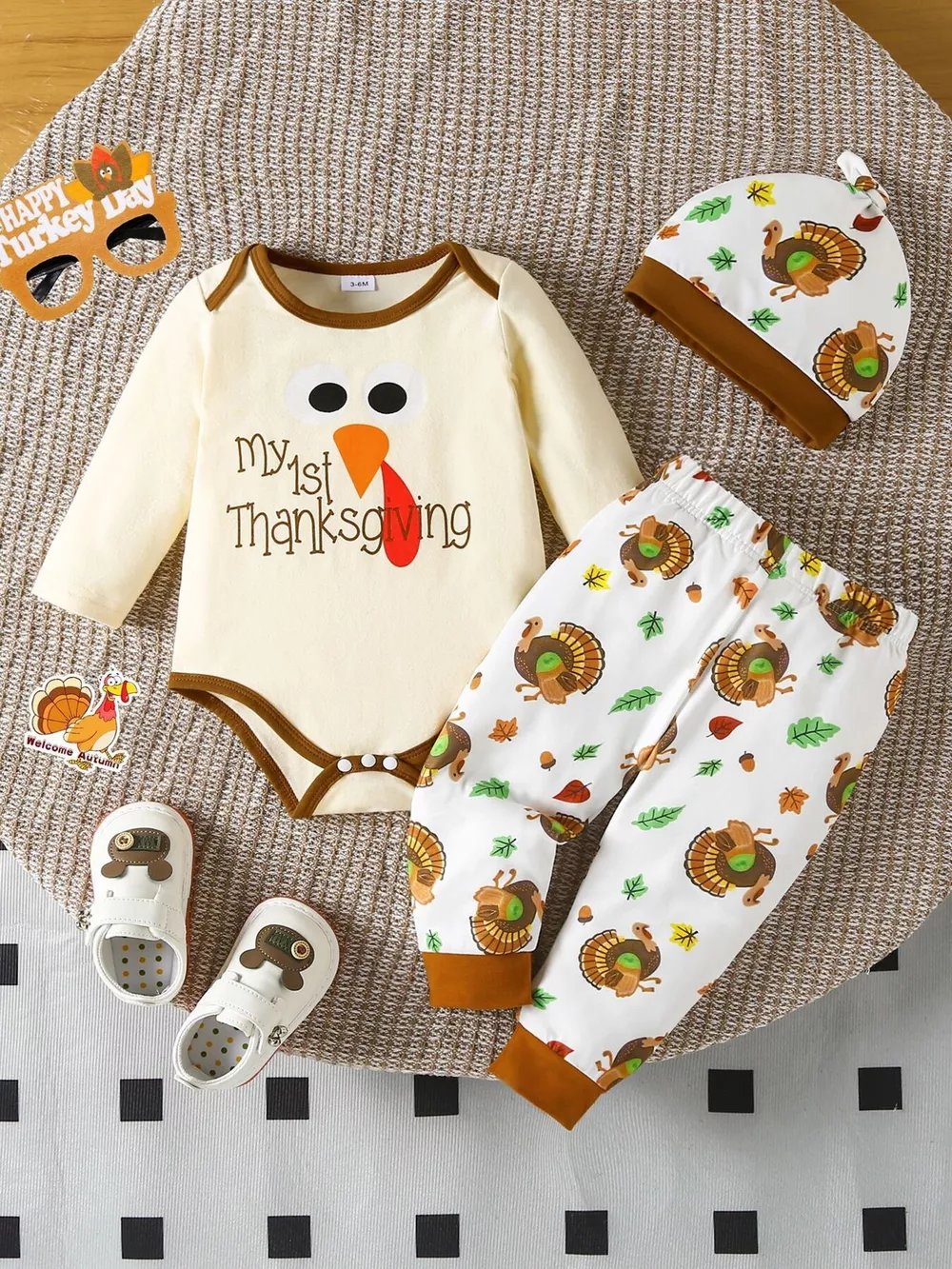 Children's My 1st Thanksgiving Turkey Graphic 3-Piece Set