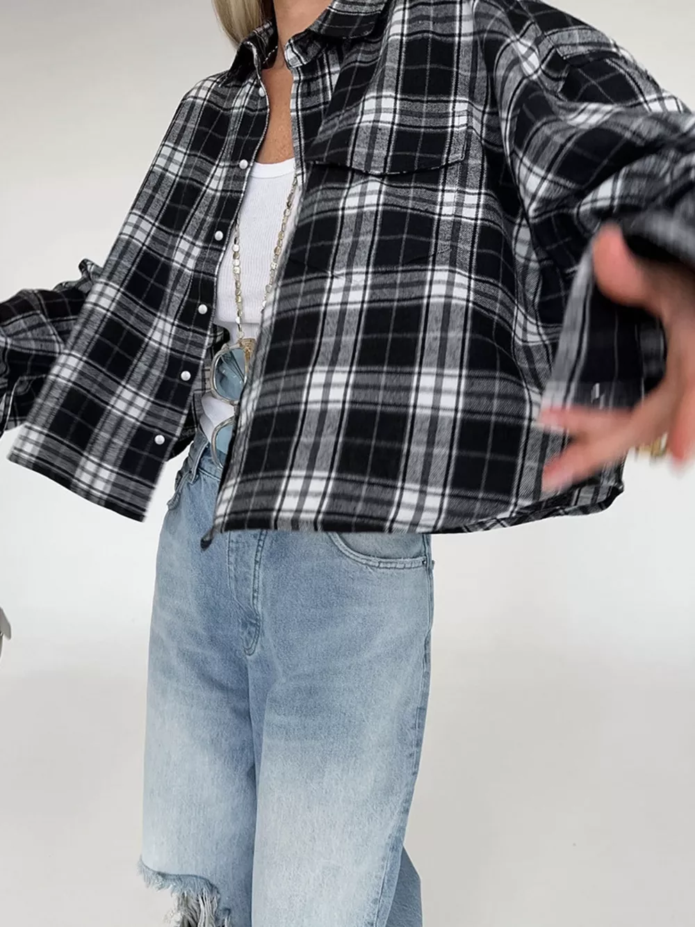 Oversized Plaid Button Up Shirt, image 2