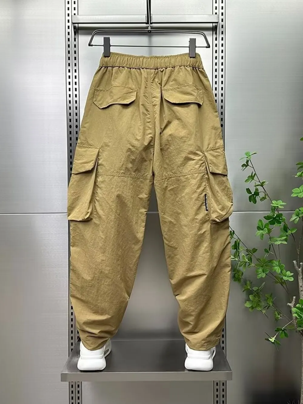 Men's Plus Size Drawstring Wide Leg Cargo Pants, image 4