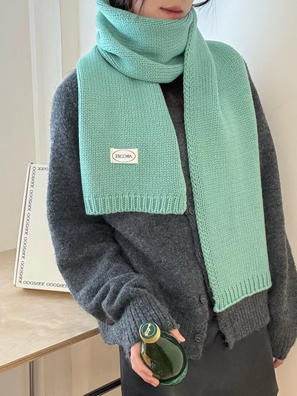 Solid Color Knitted Winter Scarf, image 4