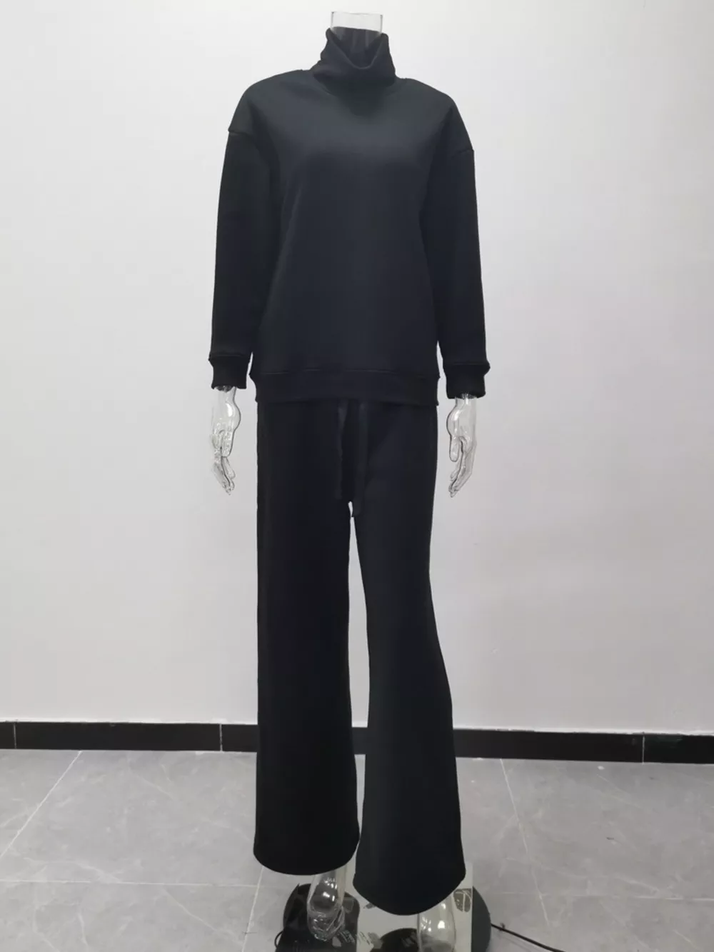 Full Size Turtleneck Long Sleeve Top and Pants Sweater Set Plus Size, image 6