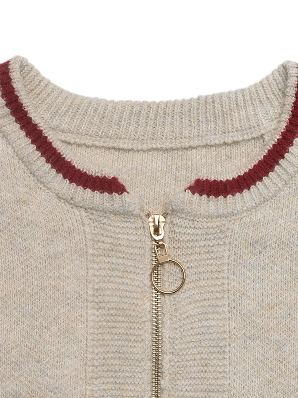 Zip Up Contrast Trim Cardigan, image 6