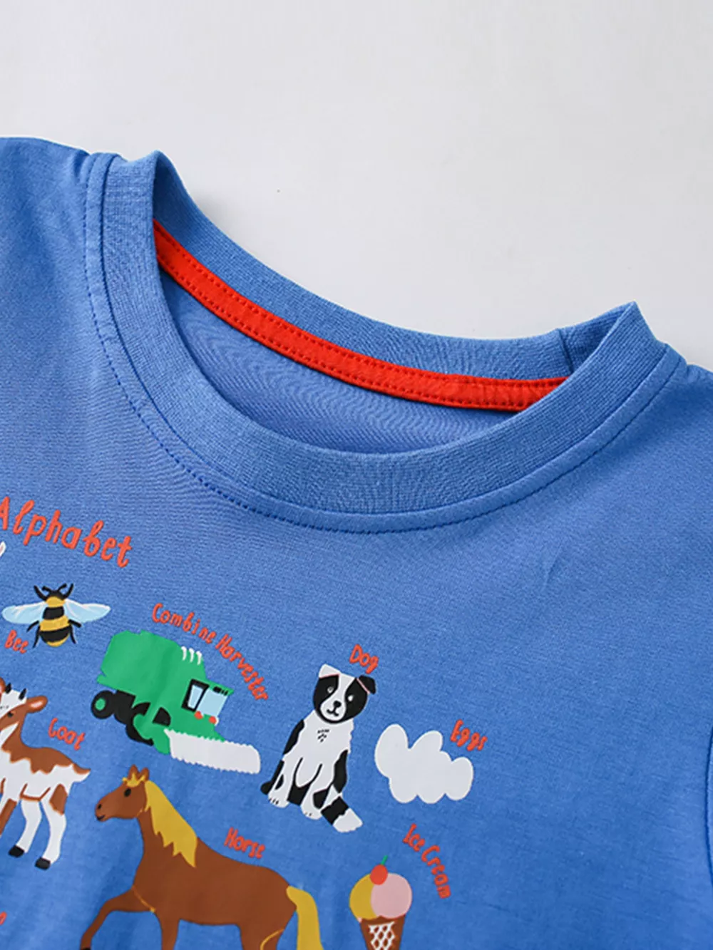Children's Farm Alphabet Print Crew Neck Short Sleeve T-Shirt, image 2