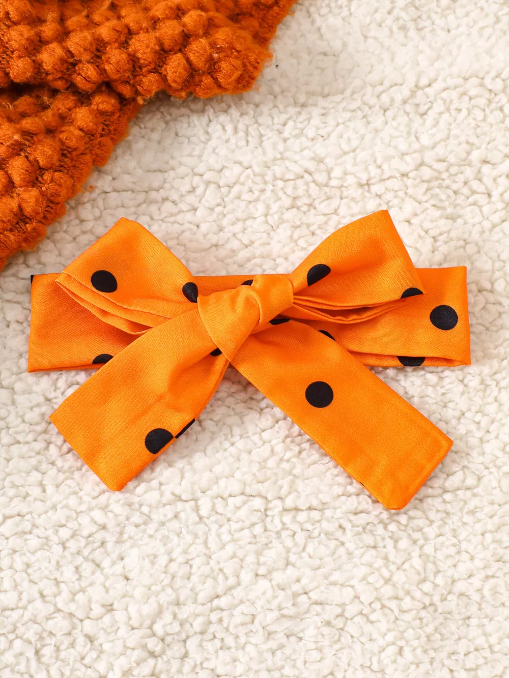Children's Halloween Pumpkin Polka Dot Bodysuit and Headband Set, image 2