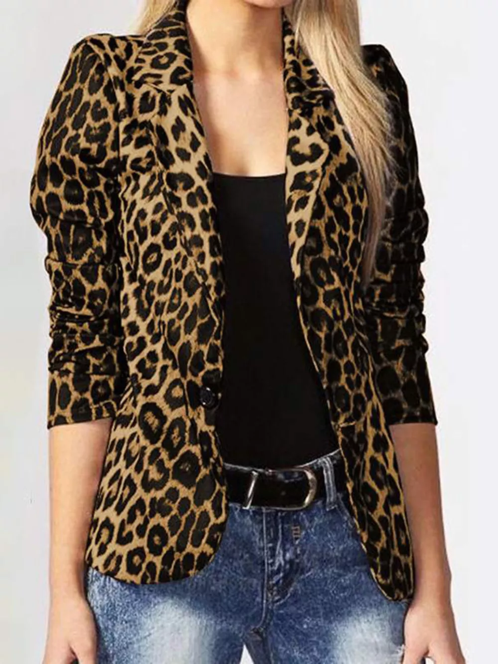 Leopard Print One Button Blazer, image 6
