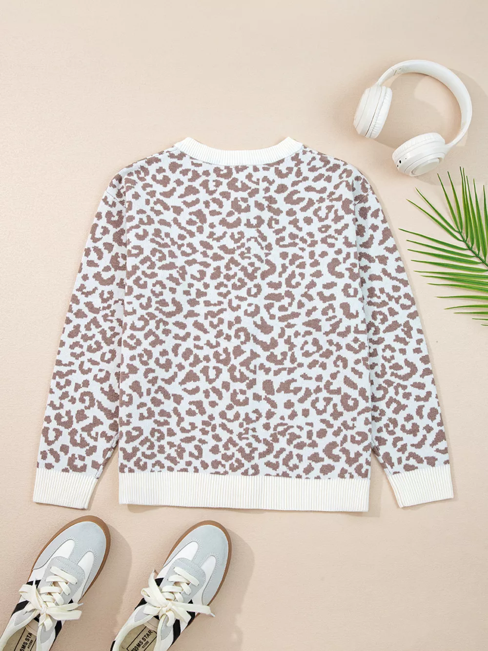 Leopard Drop Shoulder Chunky Knitted Cardigan, image 9