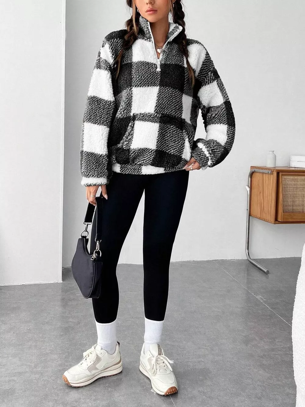 Full Size Plaid Sherpa Long Sleeve Sweatshirt Plus Size, image 16