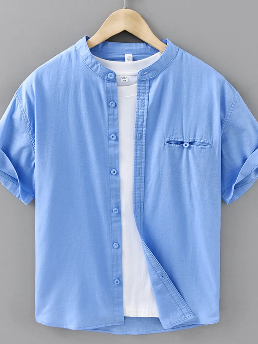 Men's Plus Size Casual Short Sleeve Button-Up Shirt, image 2