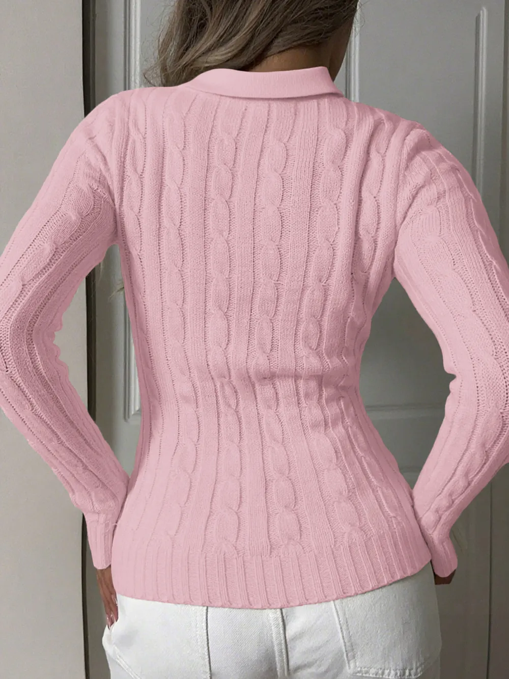Cable Knit Long Sleeve Sweater, image 10