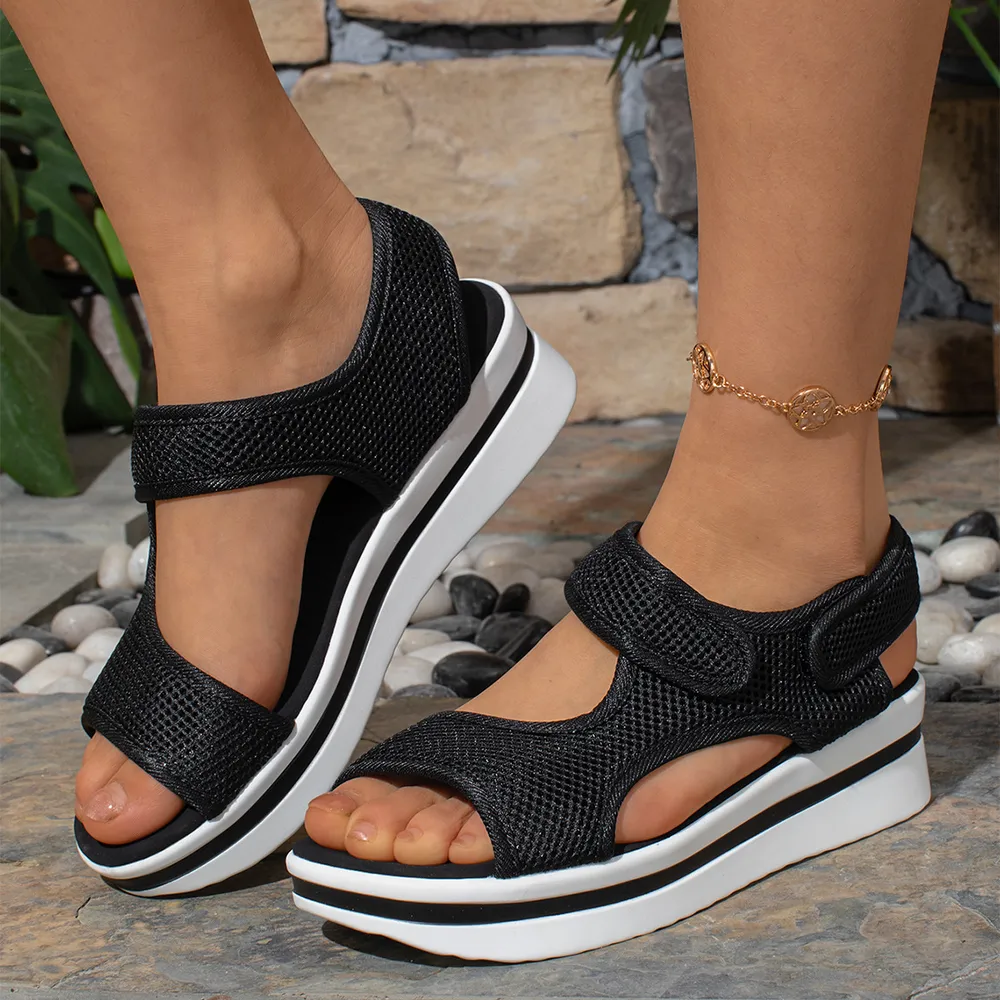 Mesh Open Toe Platform Sandals, image 16