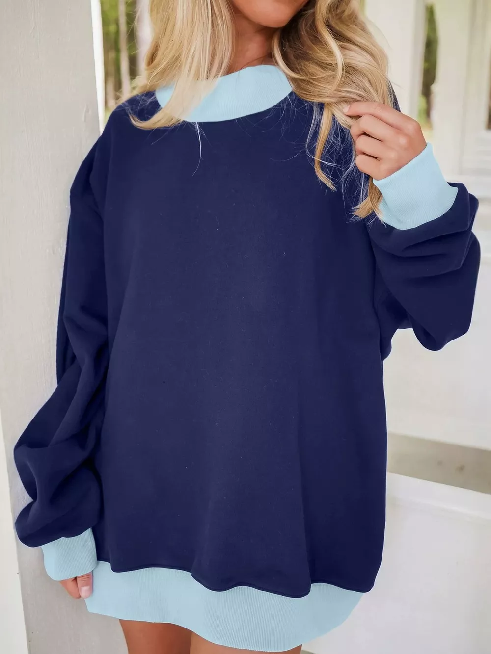 Oversized Color-Block Crewneck Sweatshirt, image 4