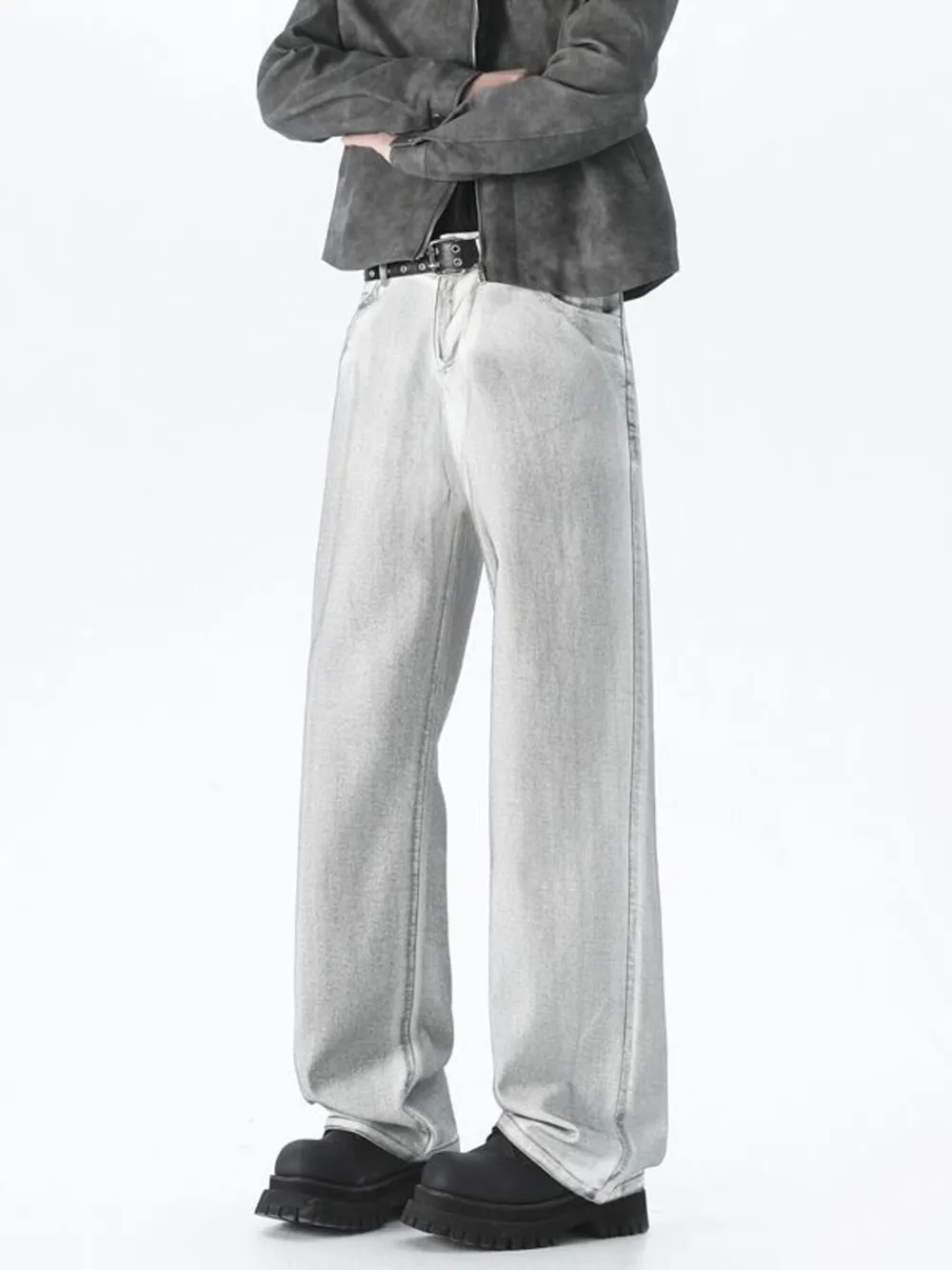 Men's Plus Size Wide Leg High Waisted Jeans, image 3