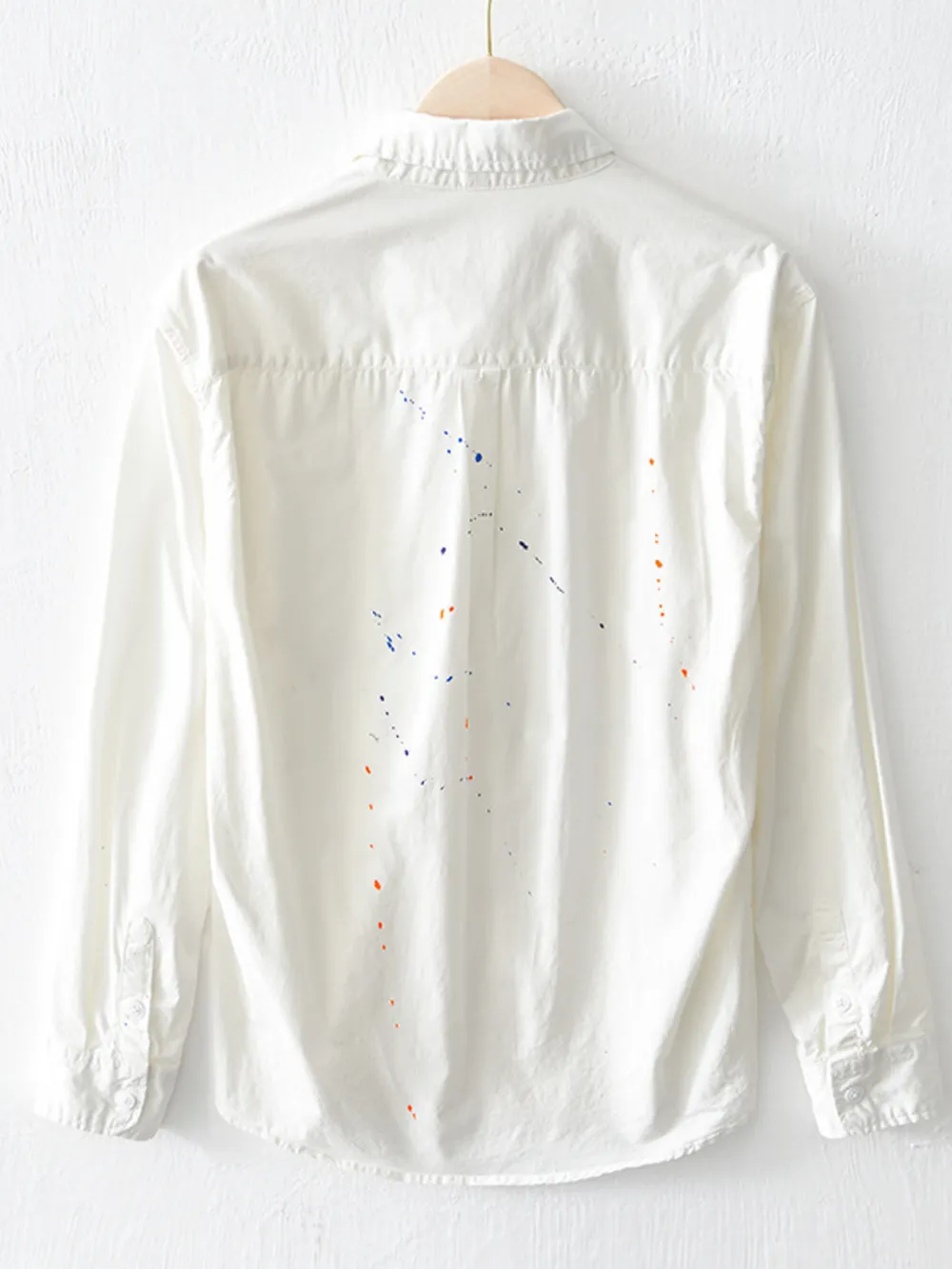 Men's Plus Size Paint Splatter Button Up Shirt, image 2