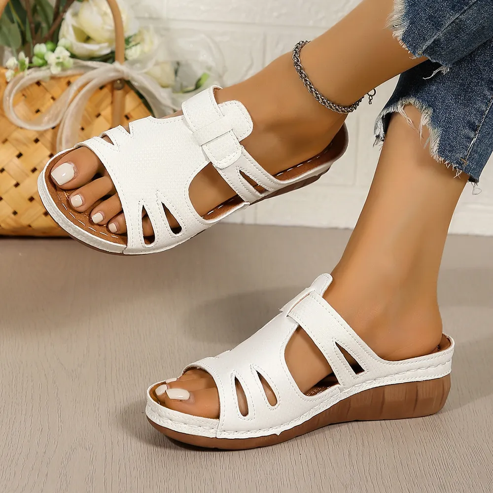 Cutout Open Toe Wedge Sandals, image 8