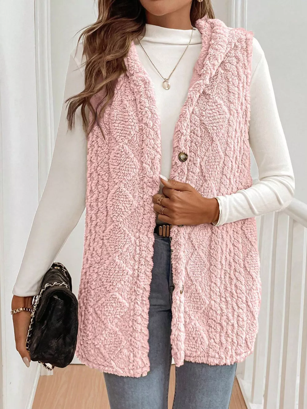 Cozy Sherpa Fleece Hooded Vest Coat, image 5