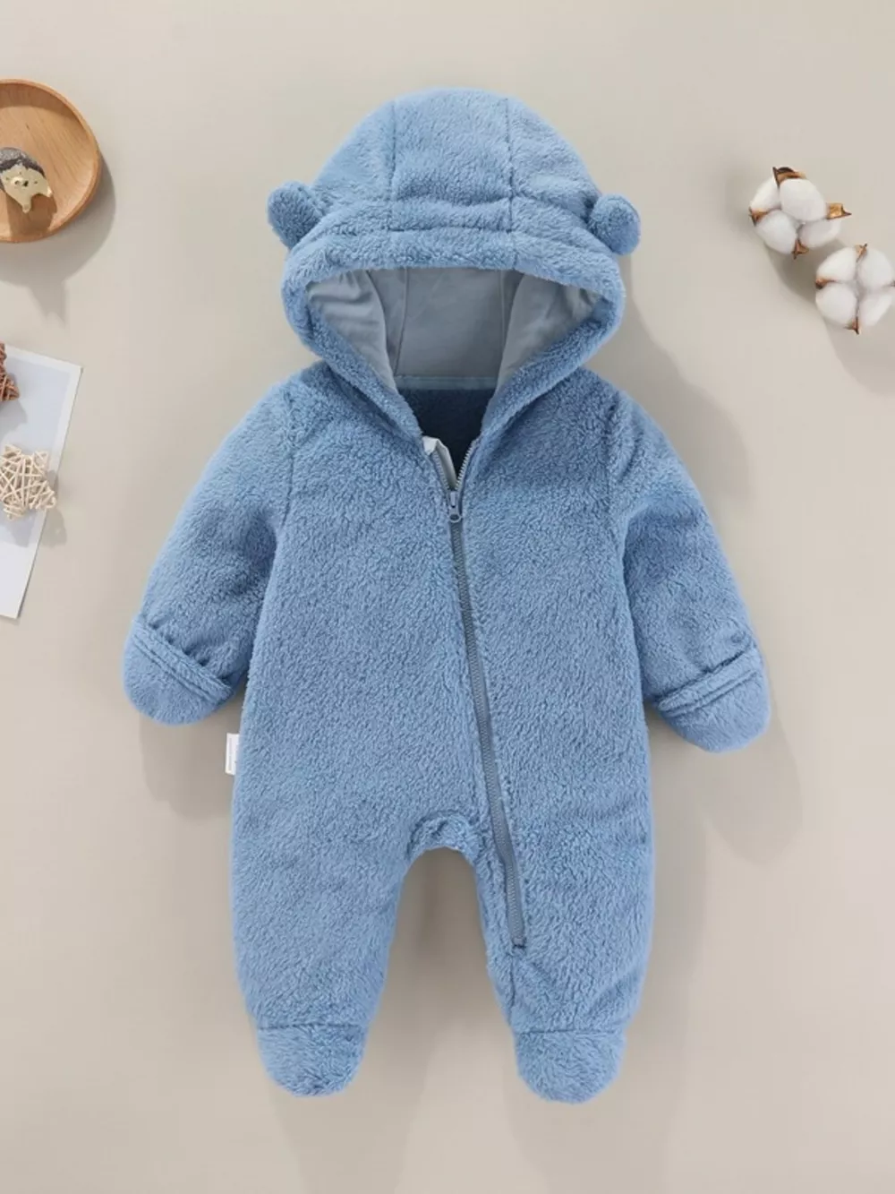 Children's Cozy Bear Hooded Fleece One-Piece, image 11