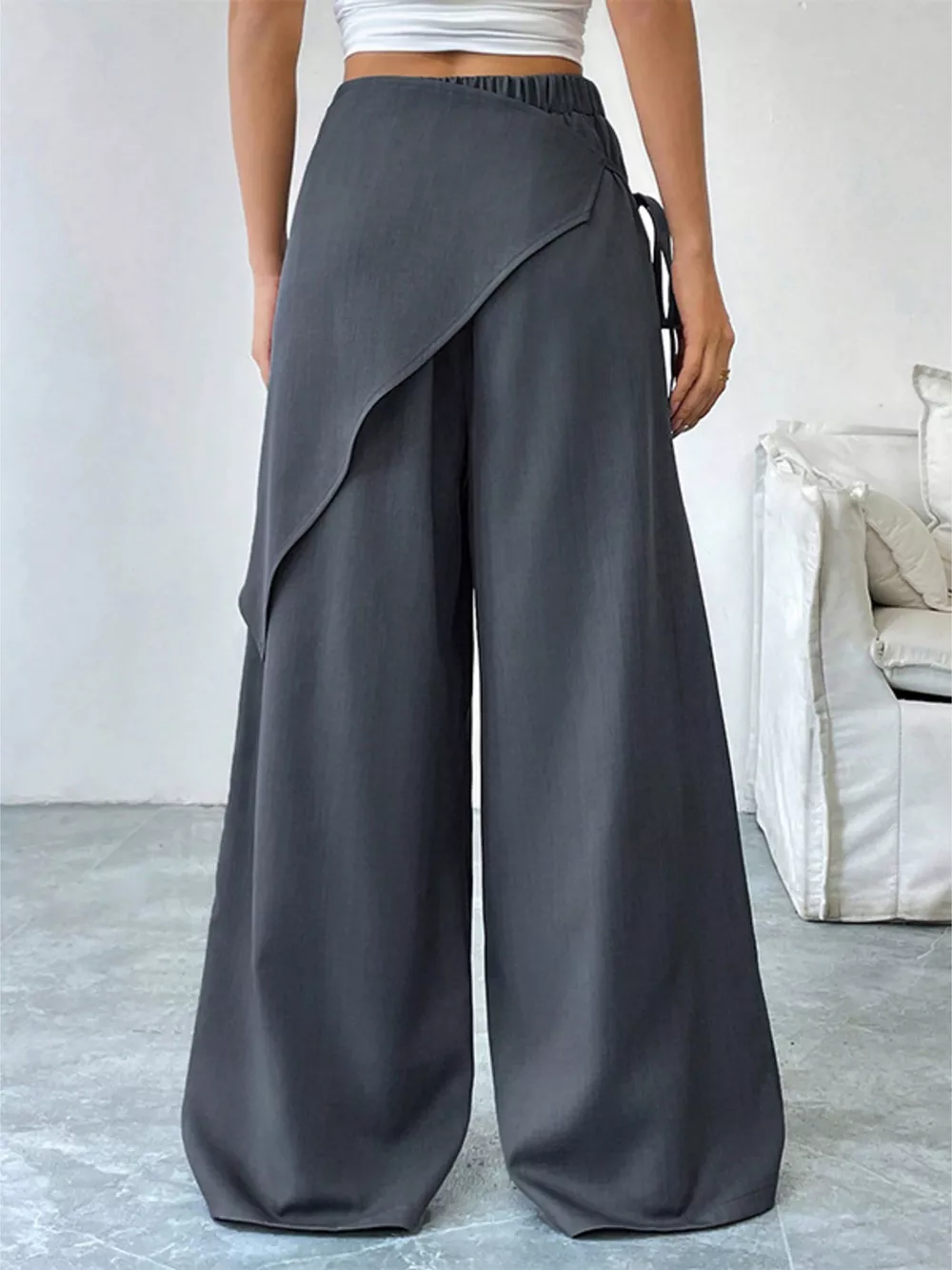Asymmetrical Wrap Wide-Leg Pants, image 5