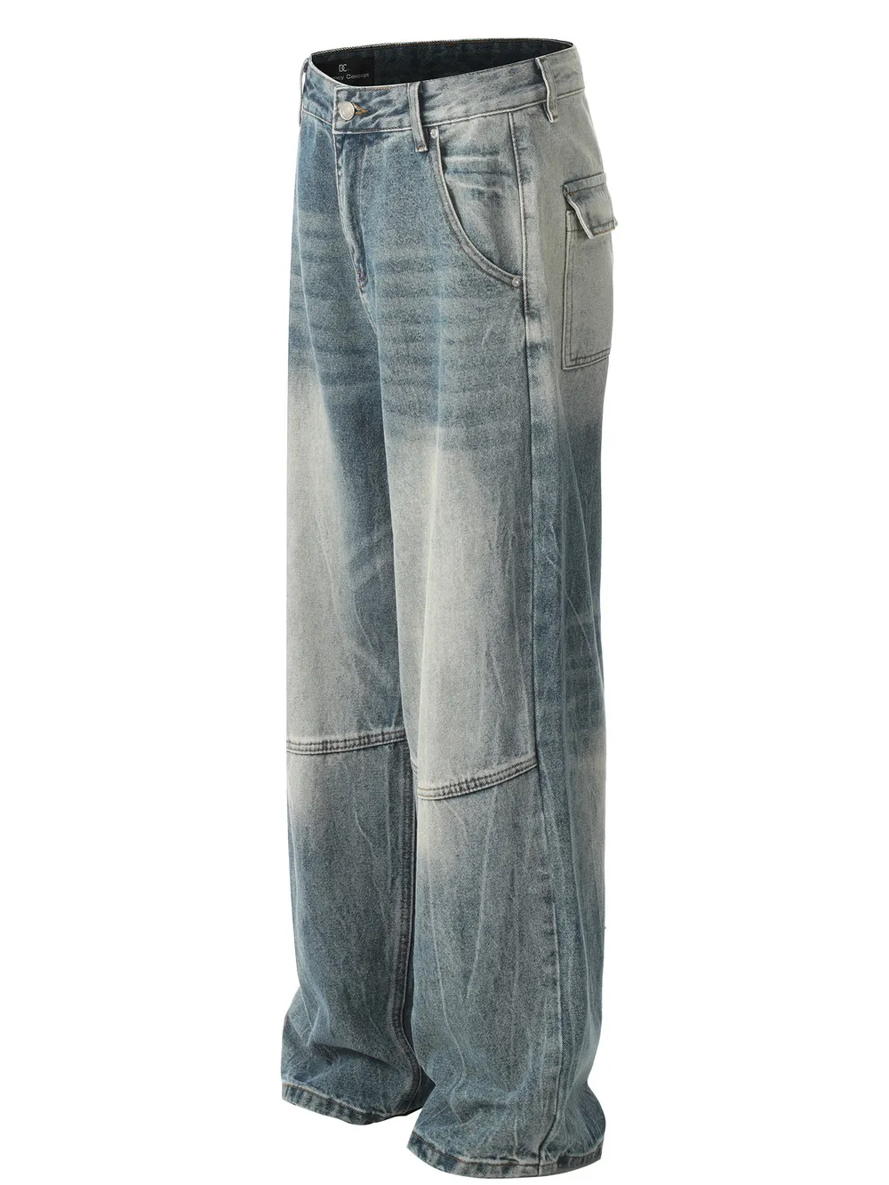 Men's Washed Wide Leg Baggy Jeans, image 2