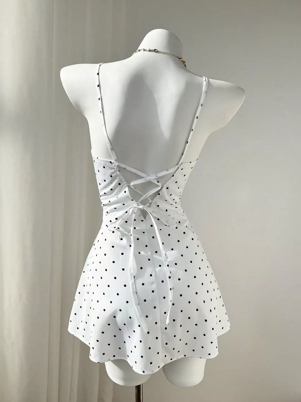 Polka Dot Spaghetti Strap Mini Dress, image 11
