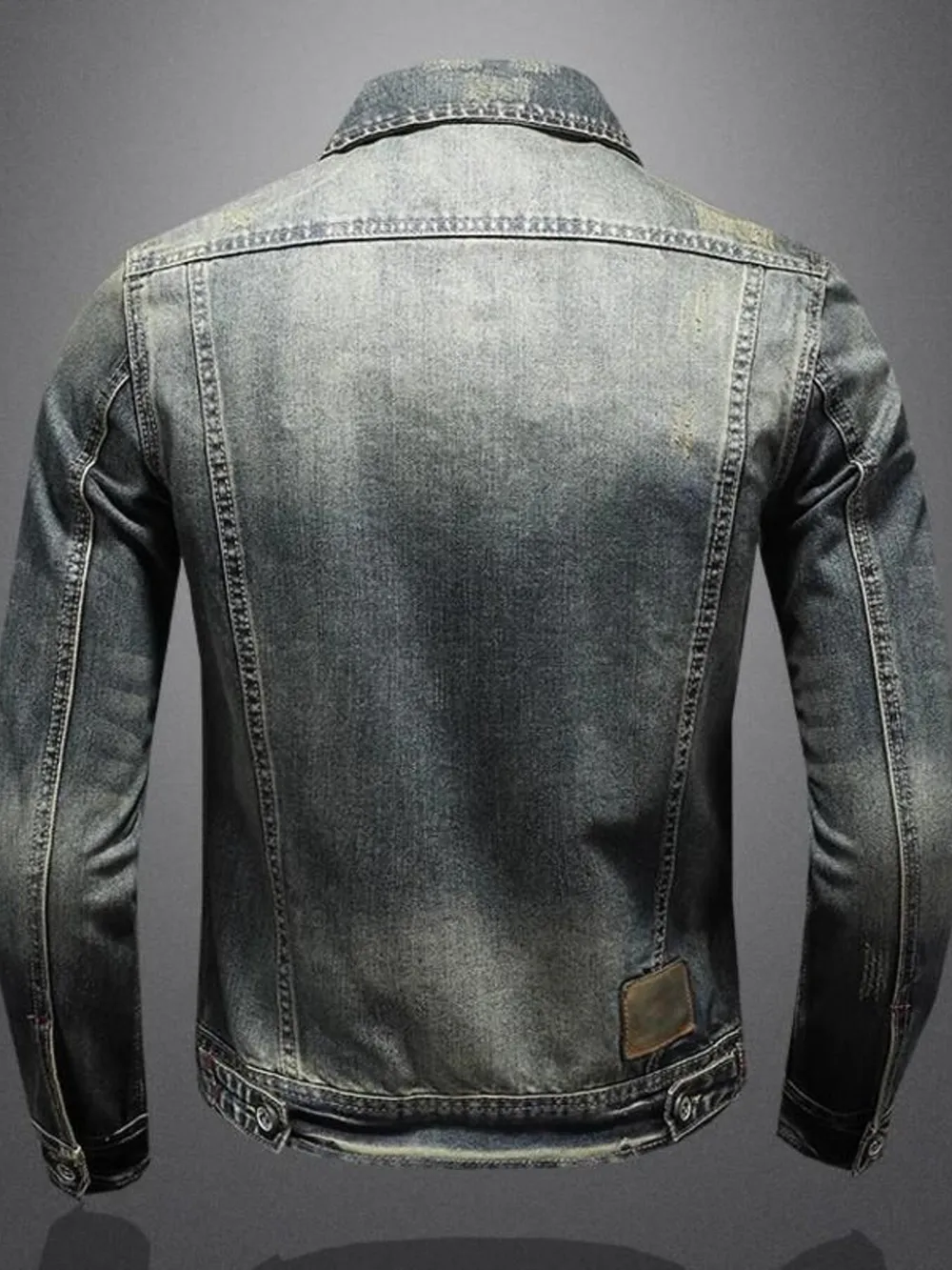Men's Plus Size Vintage Washed Zip Up Denim Jacket, image 4