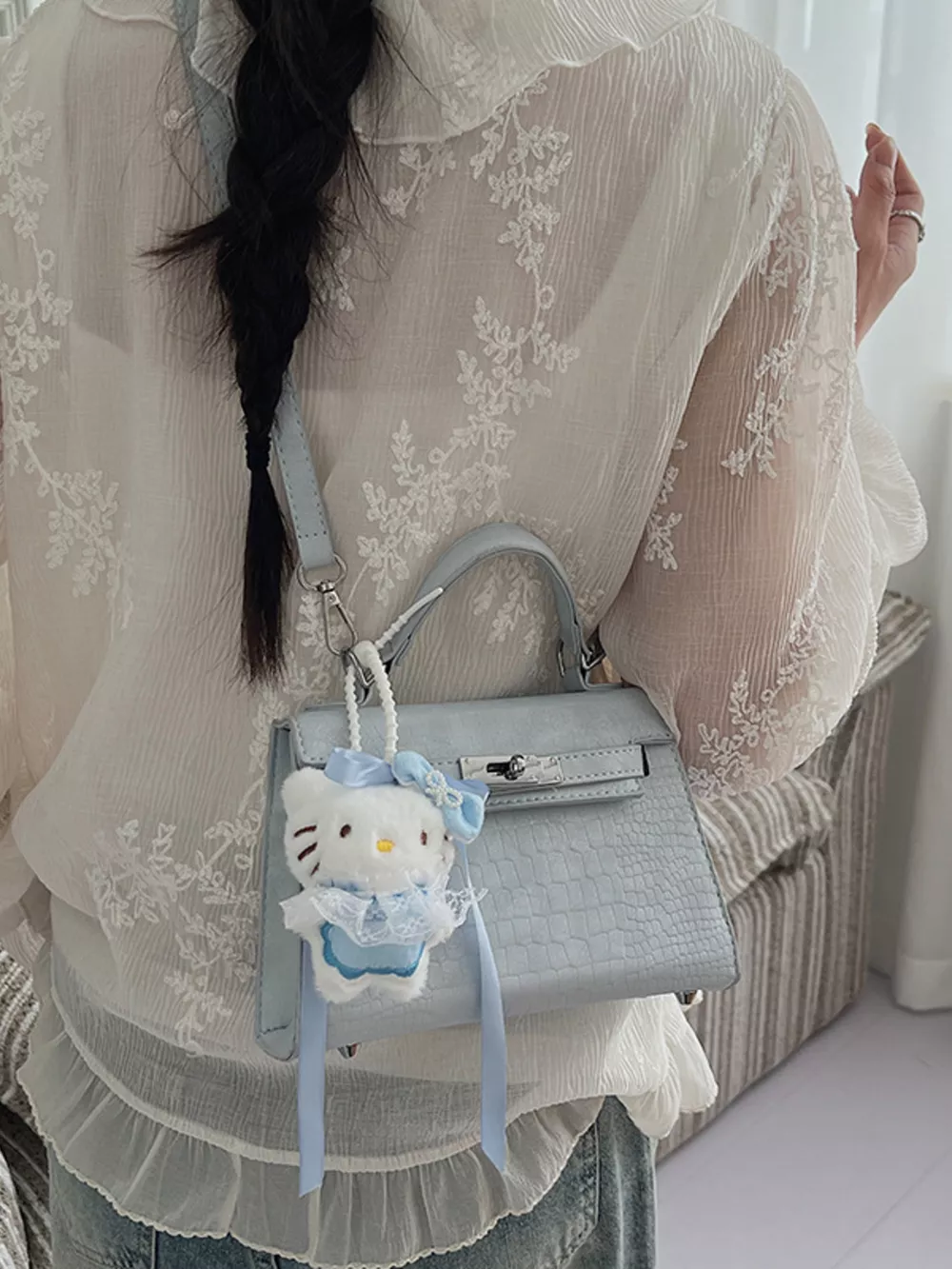 Croc-Embossed Mini Crossbody Bag, image 2