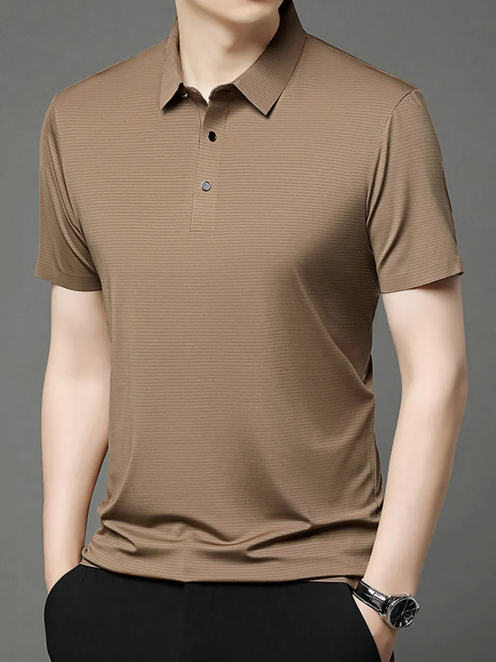 Men's Plus Size Button Detail Short Sleeve Polo, image 5