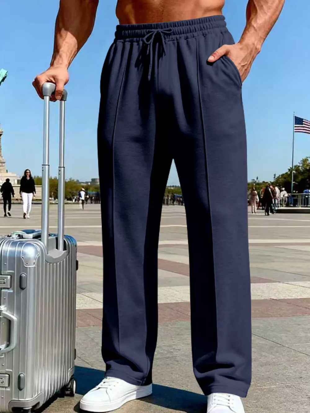 Men's Full Size Drawstring Wide Leg Pants Plus Size, image 13
