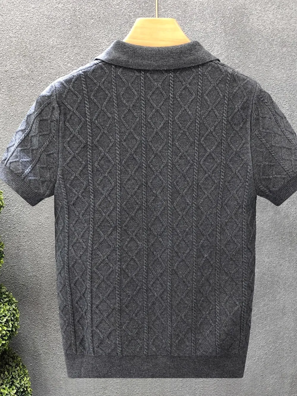 Men's Plus Size Basic style Collared Neck Knit Polo, image 4
