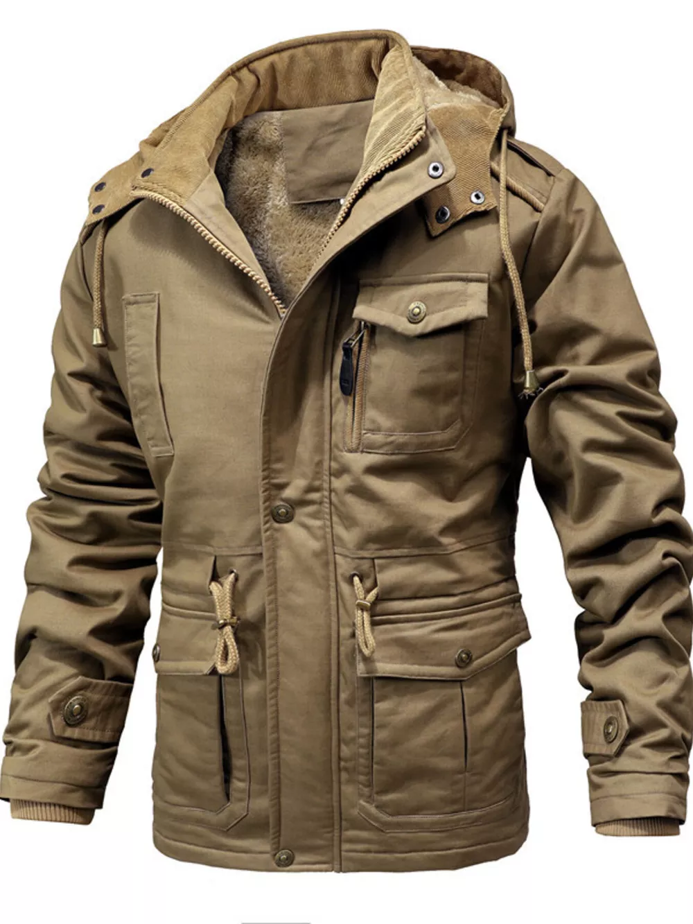 Men's Full Size Zip Up Multiple Pockets Jacket Plus Size, image 4