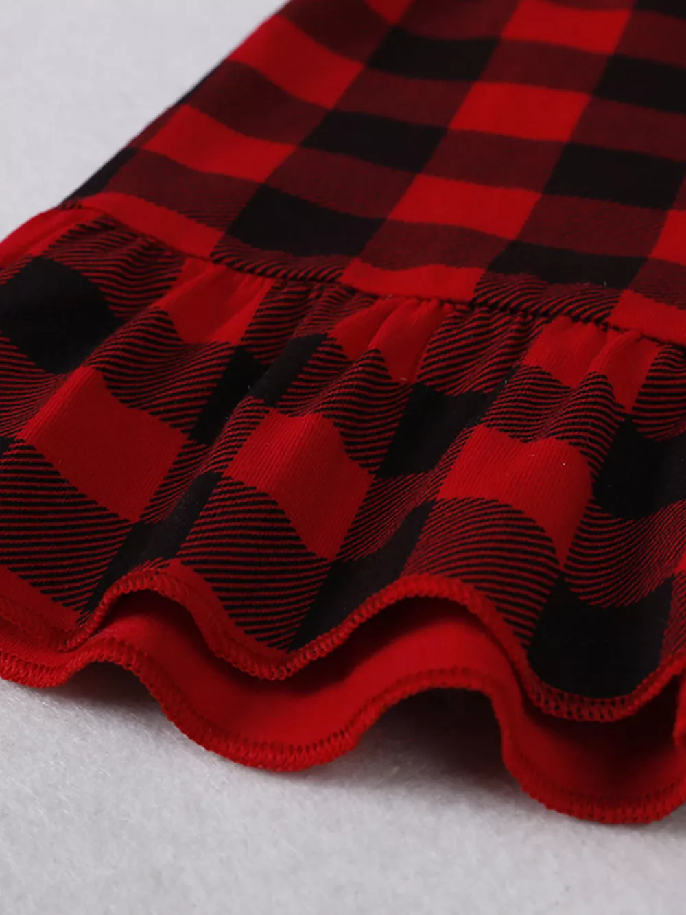 Children's Plaid Ruffle Hem Long Sleeve Dress, image 3